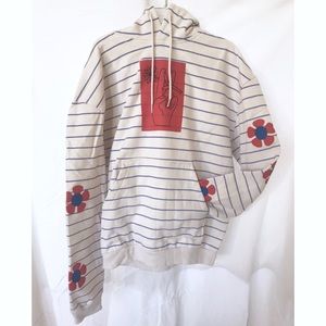 Urban Outfitters | Striped Peace Sign Hoodie